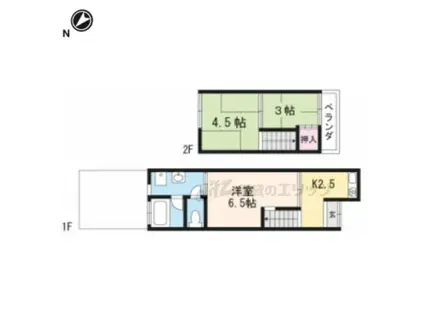 京都市東西線 石田駅(京都市営) 徒歩9分 2階建 築58年(3K)の間取り写真