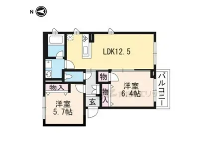 シャーメゾン岡崎(2LDK/2階)の間取り写真