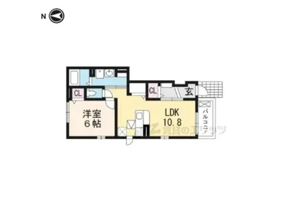 ニューフィルド(1LDK/1階)の間取り写真