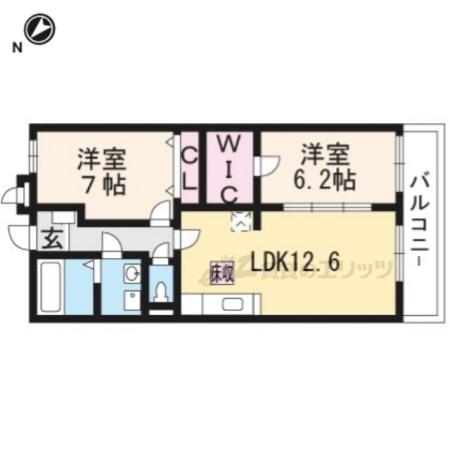 サンライト奥海印寺(2LDK/3階)の間取り写真