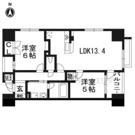 イーグルコート烏丸御池(2LDK/3階)の間取り写真