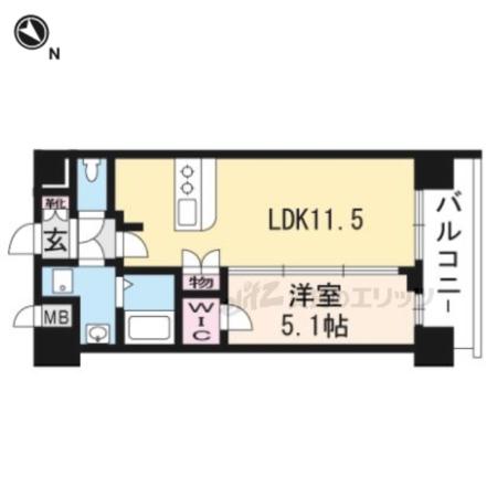 クリスタルグランツ京都西大路(1LDK/2階)の間取り写真