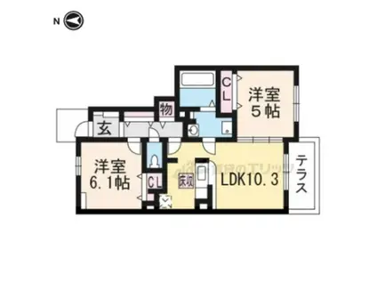 ウッディオアシス(2LDK/1階)の間取り写真