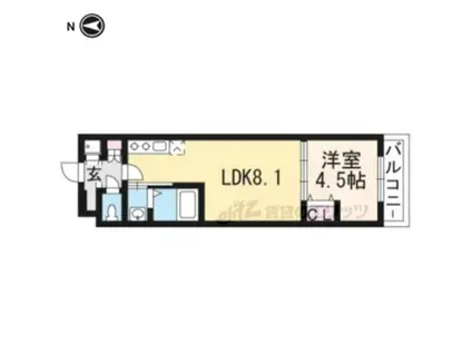 アドバンス京都北大路レフィナード(1DK/4階)の間取り写真