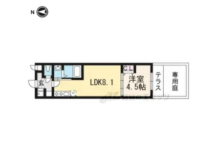 アドバンス京都北大路レフィナード(1DK/1階)の間取り写真