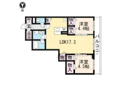 SUNNYSKY上賀茂(2LDK/2階)の間取り写真