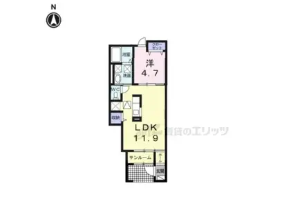 レガーメ (1LDK/1階)の間取り写真