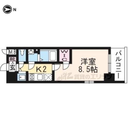 エスプレイス京都RAKUNAN(1K/4階)の間取り写真