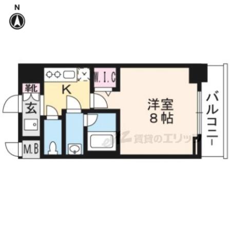 エステムコート京都西院(1K/2階)の間取り写真