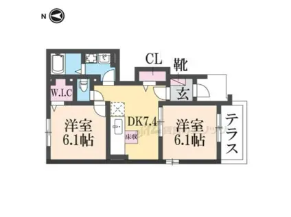 ジェルメ園部(2LDK/1階)の間取り写真