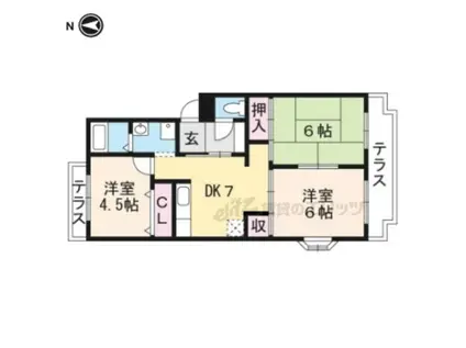 イワタニガーデンハイツ(3DK/3階)の間取り写真