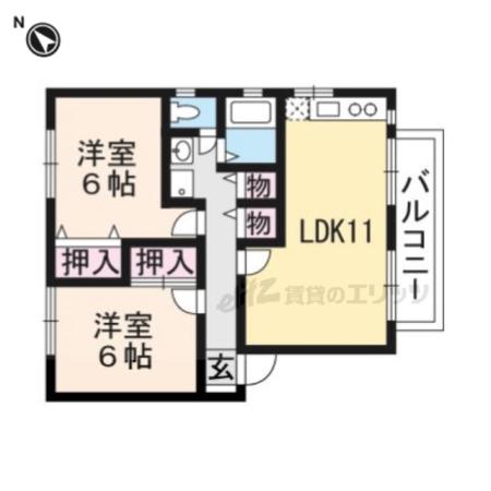 ルシオール(2LDK/1階)の間取り写真