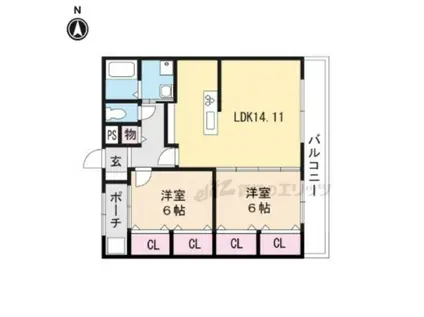 プリマヴェーラ(2LDK/3階)の間取り写真
