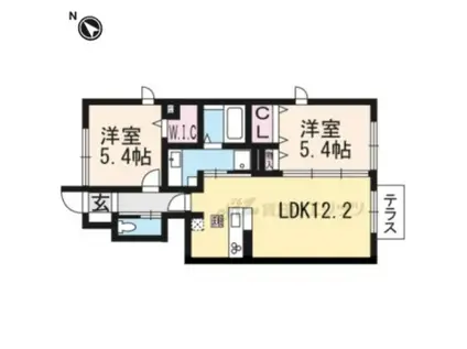 MERCI大将軍(2LDK/1階)の間取り写真