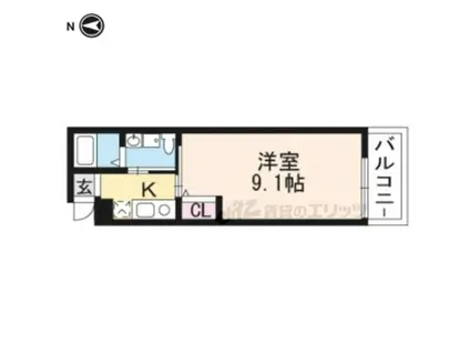 サンプット七条壬生(1K/3階)の間取り写真