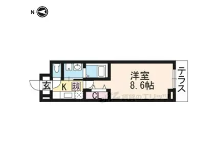 ヴィラサンセール(1K/1階)の間取り写真