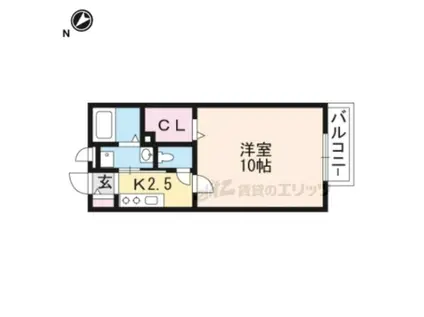 ウエストヴァレー(1K/1階)の間取り写真