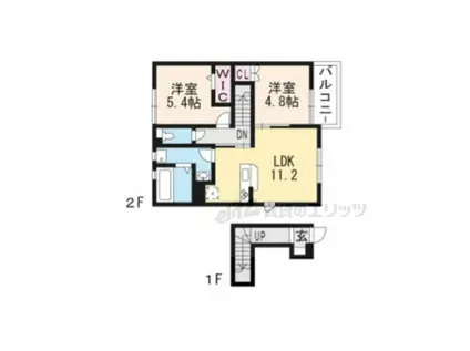 ラーゴヴィレッタC棟(2LDK/2階)の間取り写真