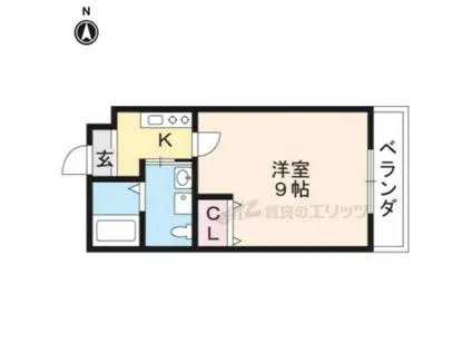 WISHBONE鞍馬口大宮(1K/3階)の間取り写真