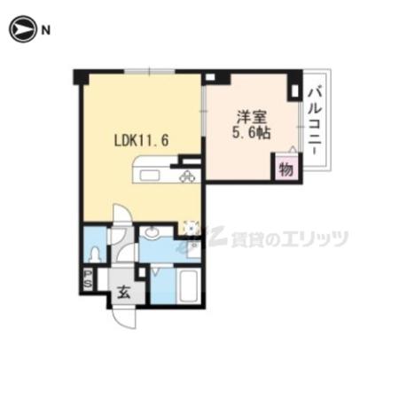 レジデンス京都洛央(1LDK/5階)の間取り写真