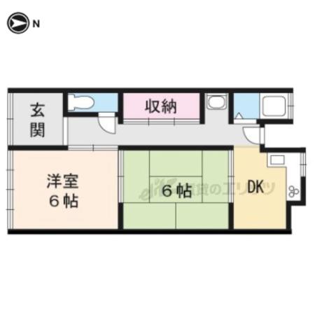 京阪電気鉄道石坂線 中ノ庄駅 徒歩5分 2階建 築62年(2DK)の間取り写真
