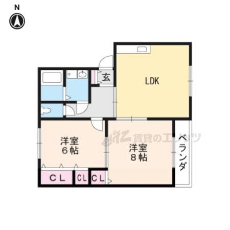 ライフステージ広瀬大島(2LDK/2階)の間取り写真