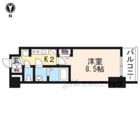 プレデコート西京極(1K/1階)の間取り写真
