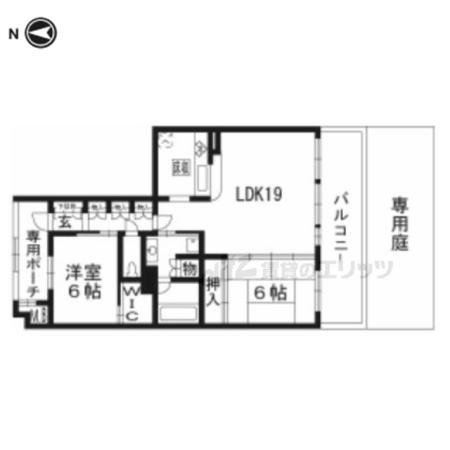 エスリード長岡天神103(2LDK/1階)の間取り写真