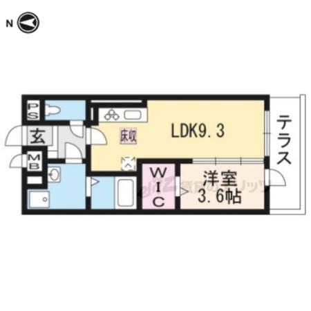 シンフォニー久津川(1LDK/1階)の間取り写真