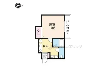 グラン・ディオール鴨川(1K/1階)の間取り写真