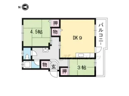 辻ハイツ(2LDK/1階)の間取り写真