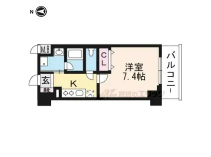 ベラジオ京都一乗寺(1K/2階)の間取り写真