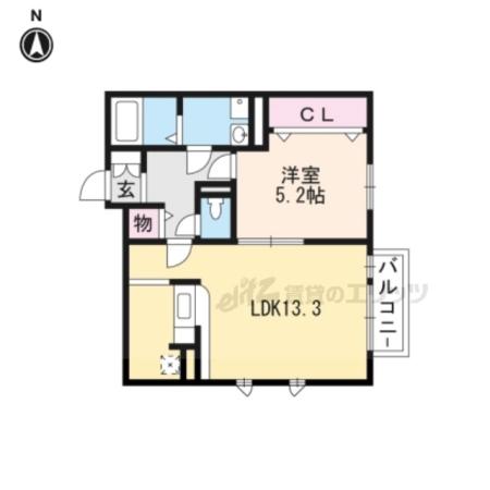 サニーコート夢咲き(1LDK/1階)の間取り写真