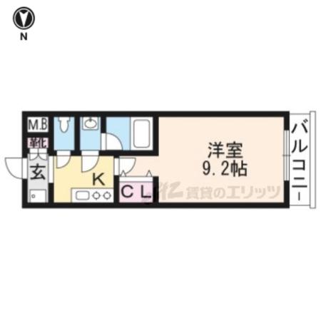 EXCEED北白川(1K/2階)の間取り写真