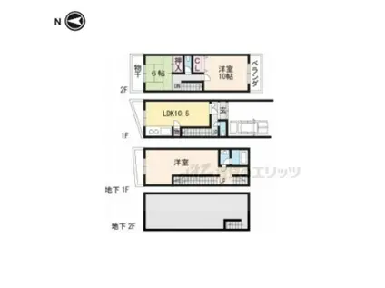 京福北野線 北野白梅町駅 徒歩57分 2階建 築37年(3LDK)の間取り写真