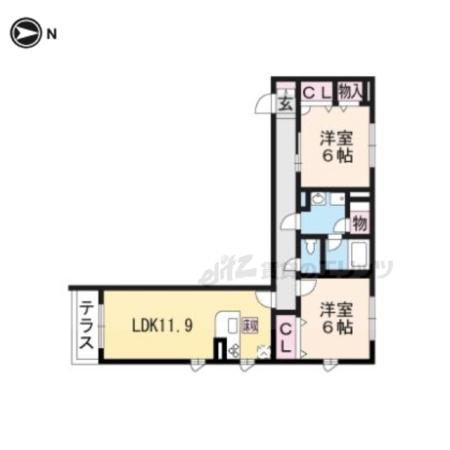 シャーメゾン日ノ岡(2LDK/1階)の間取り写真