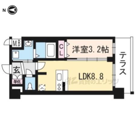 プレサンスTHE KYOTO 粋都(1LDK/1階)の間取り写真