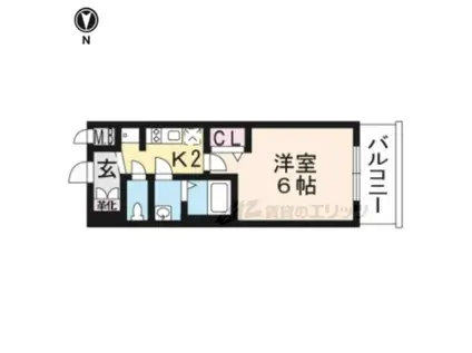 プレサンスTHE KYOTO 粋都(1K/2階)の間取り写真