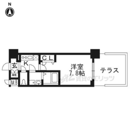 エスリード京都梅小路アヴェニテ(1K/1階)の間取り写真