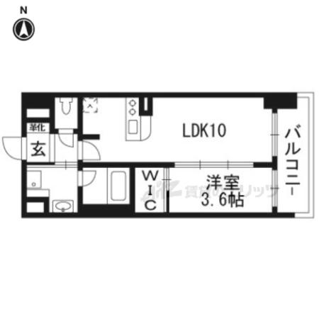 ソルレヴェンテ堀川高辻(1LDK/2階)の間取り写真