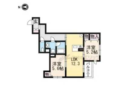 シャーメゾン大宮五条(2LDK/2階)の間取り写真