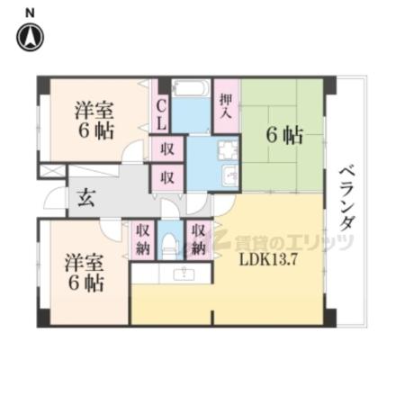 アルカディア21(3LDK/5階)の間取り写真