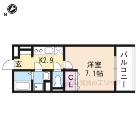 DESIGN SQUARE AN(1K/1階)の間取り写真