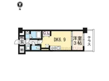 THE GARNET MILLENNIUM KYOTO九条烏丸(1DK/1階)の間取り写真