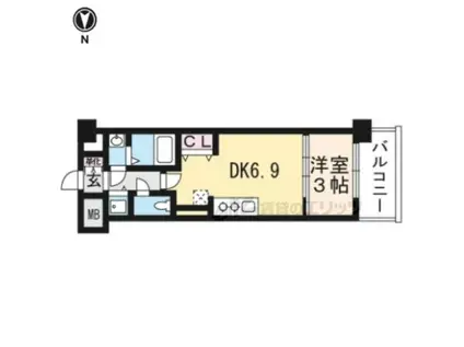 THE GARNET MILLENNIUM KYOTO九条烏丸(1DK/2階)の間取り写真