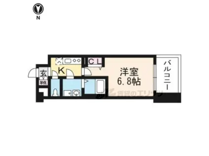 THE GARNET MILLENNIUM KYOTO九条烏丸(1K/3階)の間取り写真