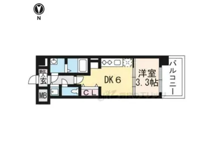 THE GARNET MILLENNIUM KYOTO九条烏丸(1DK/4階)の間取り写真