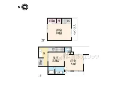 京阪電気鉄道宇治線 観月橋駅 徒歩12分 2階建 築63年(2DK)の間取り写真