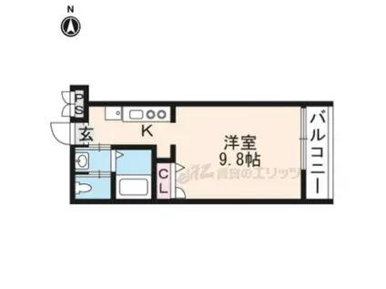 LA VITA 二条月光(1K/3階)の間取り写真