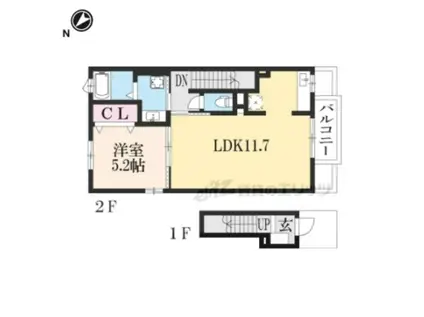 ロジュマン ミユキ(1LDK/2階)の間取り写真